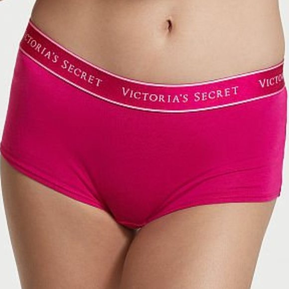 VS XS Boyshort Logo Waist Berry Blush NWT - Picture 1 of 9